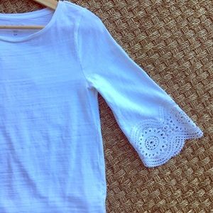 Loft • white lace 3/4 sleeve shirt